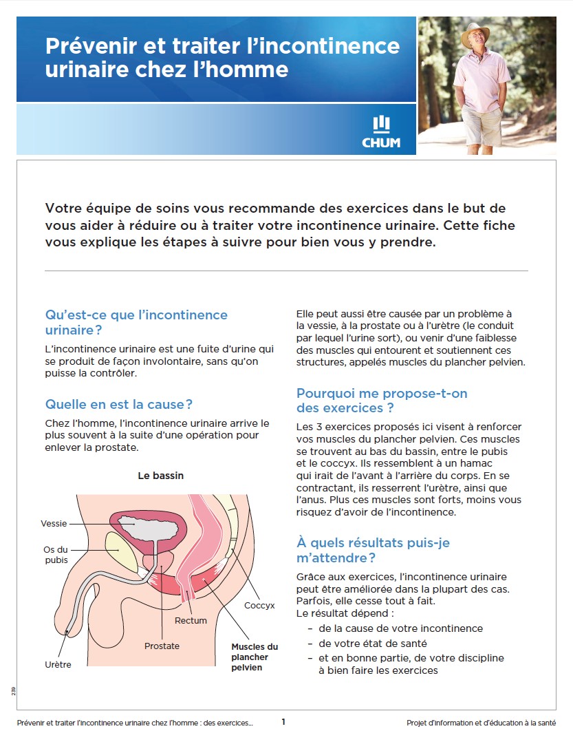 Comprendre l'incontinence urinaire chez l'homme